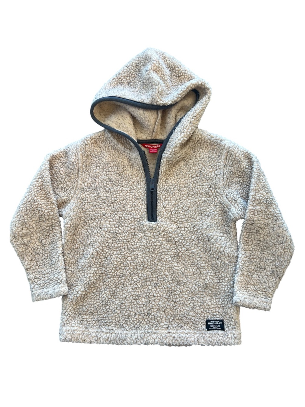 UNIONBAY Cream Sherpa Hoodie 3/4 Zip Jacket for Kids Size 4T